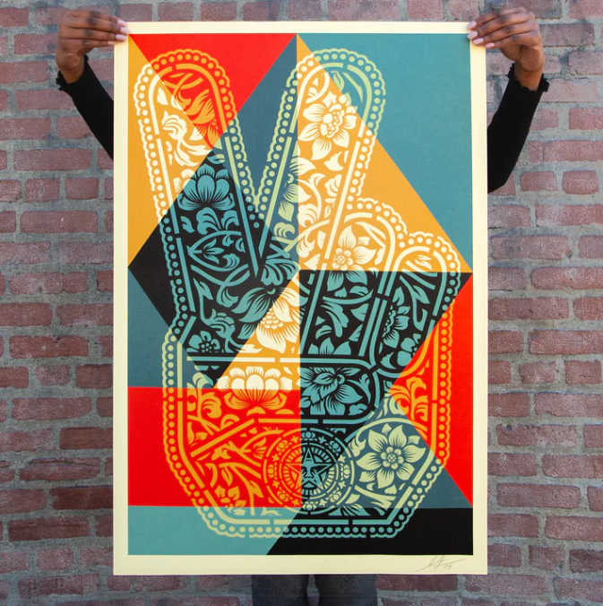 Peace Fingers | Affiche Grand Format Signée | Shepard Fairey