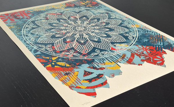 Collage Peace Mandala BLUE